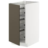 METOD Kabinet dasar + bakul dawai, putih/Havstorp coklat kuning air, 40x60x80 cm