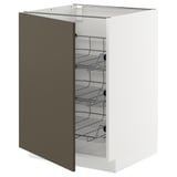 METOD Kabinet dasar + bakul dawai, putih/Havstorp coklat kuning air, 60x60x80 cm