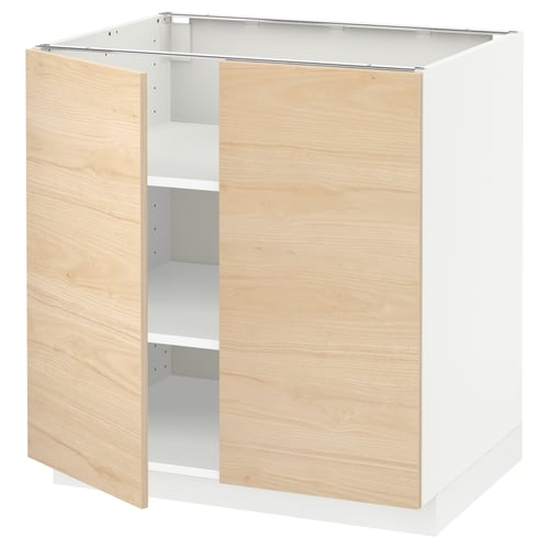 METOD Kabinet dasar + para-para/2 pintu, putih/Askersund kesan kayu ash muda, 80x60x80 cm