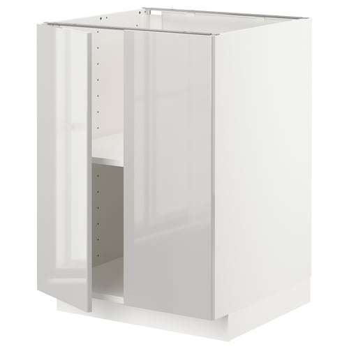 METOD Kabinet dasar + para-para/2 pintu, putih/Ringhult kelabu muda, 60x60x80 cm