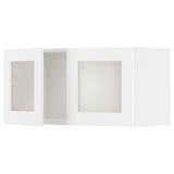 METOD Kabinet dinding + 2 pintu kaca, putih Enköping/putih kesan kayu, 80x37x40 cm