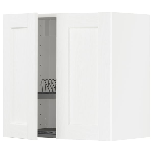METOD Kabinet dinding + pengetus/2 pintu, putih Enköping/putih kesan kayu, 60x37x60 cm
