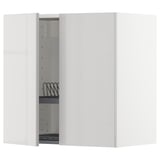 METOD Kabinet dinding + pengetus/2 pintu, putih/Ringhult kelabu muda, 60x37x60 cm
