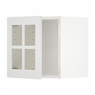 METOD Kabinet dinding + pintu kaca, putih/Stensund putih, 40x37x40 cm