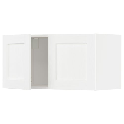 METOD Kabinet tinggi + 2 pintu, putih Enköping/putih kesan kayu, 80x37x40 cm