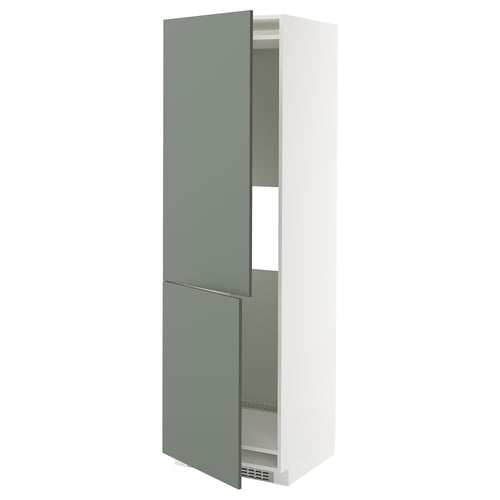 METOD Kabinet tinggi + 2 pintu, putih/Nickebo kelabu-hijau kusam, 60x60x200 cm