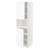 METOD Kabinet tinggi mikro + 2 pintu, putih Enköping/putih kesan kayu, 60x60x200 cm