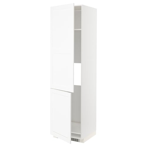 METOD Kabinet tinggi peti sejuk/pembeku, putih Enköping/putih kesan kayu, 60x60x220 cm