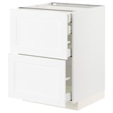 METOD / MAXIMERA Kabinet dasar 2 depan/laci, putih Enköping/putih kesan kayu, 60x60x80 cm