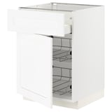 METOD / MAXIMERA Kabinet dasar + bakul/laci/pintu, putih Enköping/putih kesan kayu, 60x60x80 cm