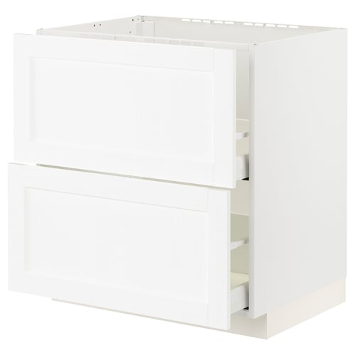 METOD / MAXIMERA Kabinet dasar sink + 2 depan/2 laci, putih Enköping/putih kesan kayu, 80x60x80 cm