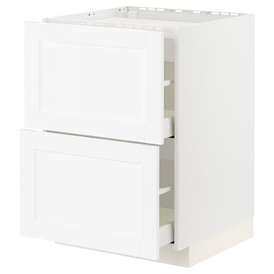METOD / MAXIMERA Kabinet dasar utk hob/2 depan/laci, putih Enköping/putih kesan kayu, 60x60x80 cm