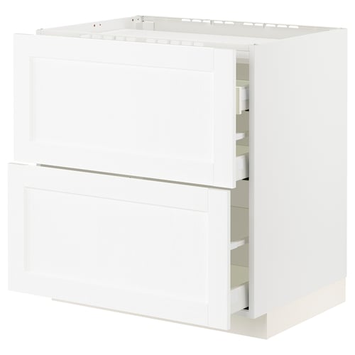 METOD / MAXIMERA Kabinet dasar utk hob/3 depan/laci, putih Enköping/putih kesan kayu, 80x60x80 cm