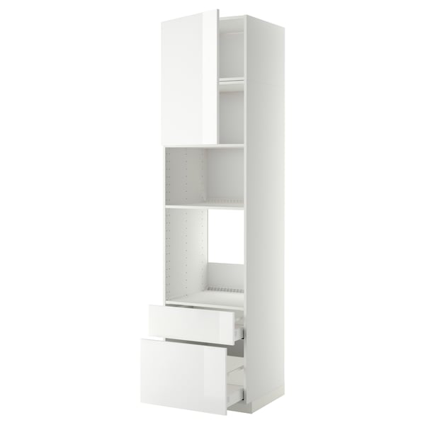 METOD / MAXIMERA Kabinet tinggi ketuhar/mikro+pintu, putih/Ringhult putih, 60x60x240 cm