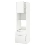 METOD / MAXIMERA Kabinet tinggi ketuhar/mikro+pintu, putih/Voxtorp putih kusam, 60x60x220 cm