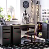 MICKE Unit laci beroda, hitam coklat, 35x75 cm