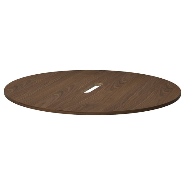 MITTZON Atas meja, bulat/venir kayu walnut, 120 cm