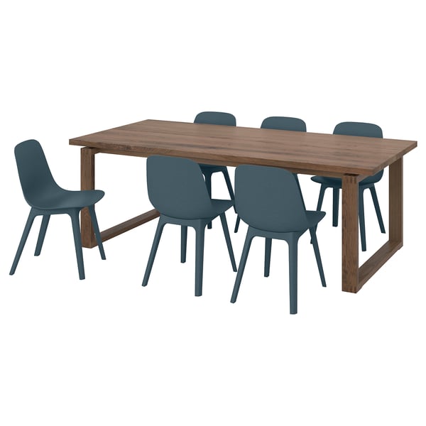 M RBYL NGA ODGER Meja dan 6 kerusi kayu oak venir biru M RBYL NGA ODGER Meja dan 6 kerusi kayu oak venir biru