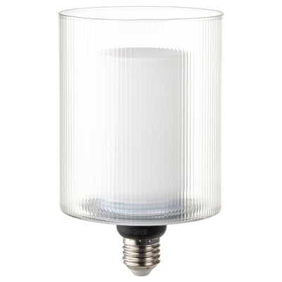 MOLNART Mentol LED E27 150 lumen, silinder kaca/berjalur, 110 mm