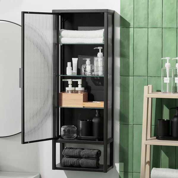 MOSSJÖN Kabinet dinding + para-para/pintu, antrasit, 36x18x102 cm