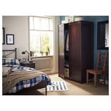 MUSKEN Almari pakaian 2 pintu + 3 laci, coklat, 124x60x201 cm