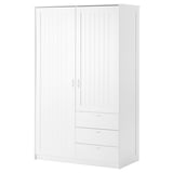 MUSKEN Almari pakaian 2 pintu + 3 laci, putih, 124x60x201 cm