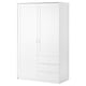 MUSKEN Almari pakaian 2 pintu + 3 laci, putih, 124x60x201 cm