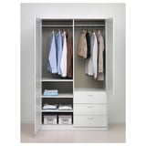 MUSKEN Almari pakaian 2 pintu + 3 laci, putih, 124x60x201 cm