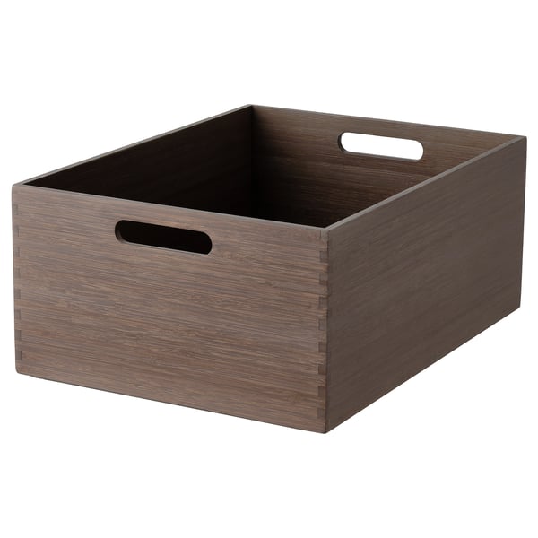 NÄBBIG Kotak utk menyimpan, coklat, 26x35x15 cm