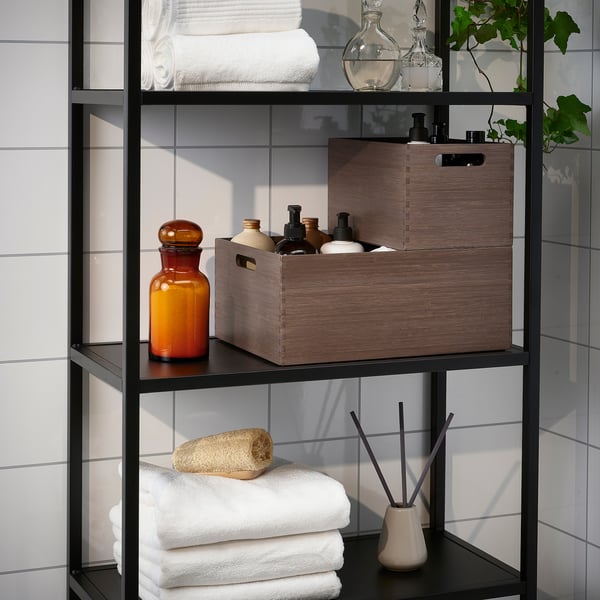 NÄBBIG Kotak utk menyimpan, coklat, 26x35x15 cm