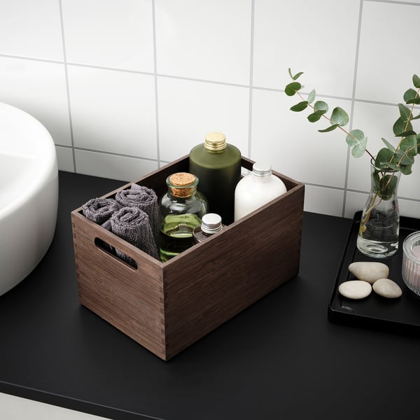 NÄBBIG Kotak utk menyimpan, coklat, 17x26x15 cm