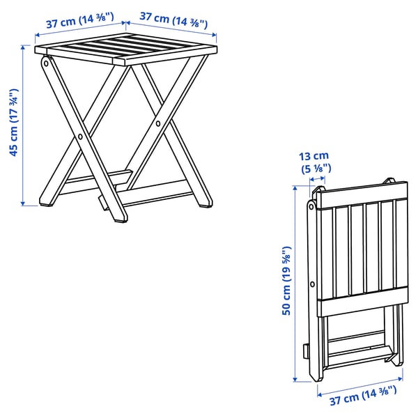 NÄMMARÖ Bangku, luar, boleh lipat/berwarna coklat muda, 37x45 cm