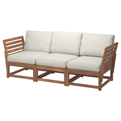 NÄMMARÖ Sofa modular 3 tempat duduk, luar, tempat letak tangan coklat muda berwarna/Frösön/Duvholmen kuning air