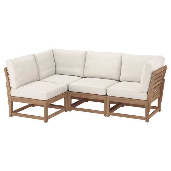 NÄMMARÖ Sofa sudut modular, 3 tempat duduk, luar rumah kemasan coklat muda/Frösön/Duvholmen kuning air