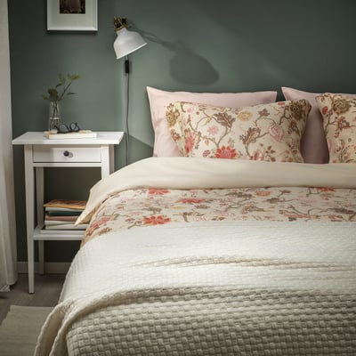 NÄSSELKLOCKA Sarung duvet dan sarung bantal, kelabu kuning air muda/pelbagai warna, 150x200/50x80 cm