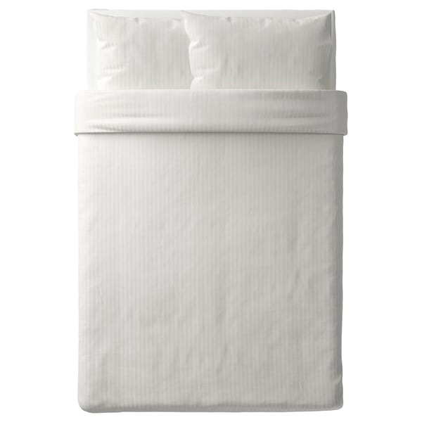 NATTJASMIN Sarung duvet dan 2 sarung bantal, putih, 200x200/50x80 cm