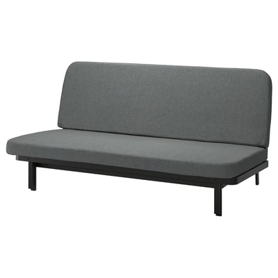 NYHAMN Sofa katil 3 tempat duduk, dengan tilam busa/Skartofta hitam/kelabu muda
