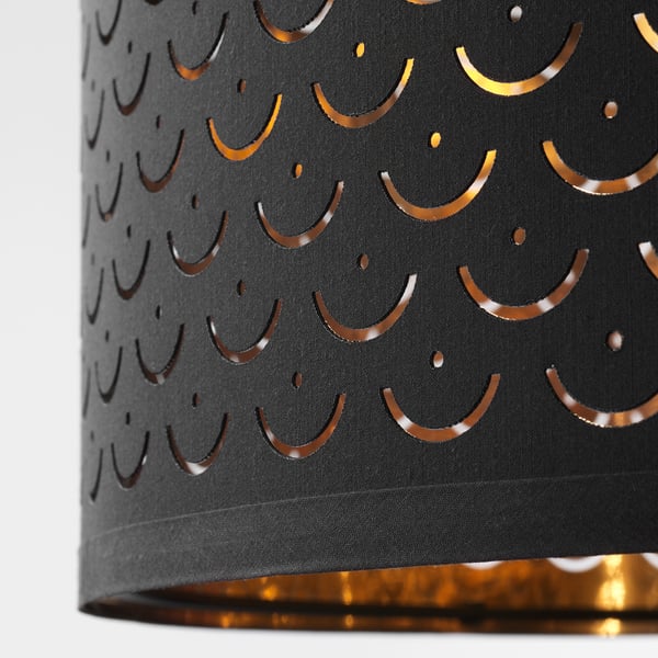NYMÖ Terendak lampu, hitam/warna loyang, 44 cm