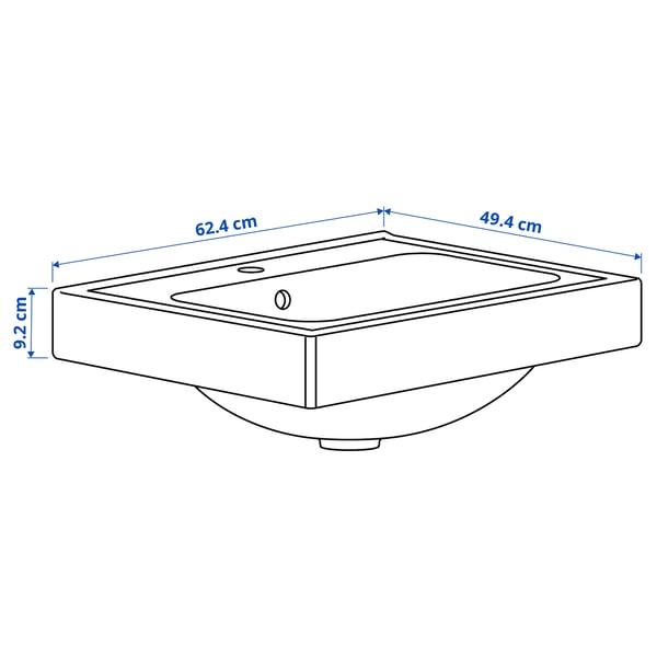 ORRSJÖN Sink dalam, putih, 62x49 cm