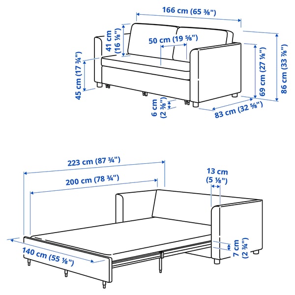 PÄRUP Katil sofa dua tempat duduk, Gunnared kelabu gelap