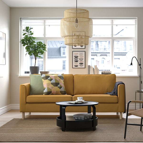 PÄRUP Sofa 3 tempat duduk, Vissle kuning-coklat