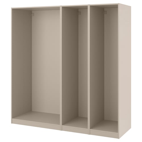 PAX 3 rangka almari pakaian, kelabu kuning air, 200x58x201 cm
