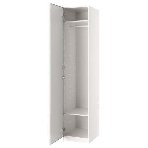 PAX / ÅHEIM Kombinasi almari pakaian, putih/kaca cermin, 50x60x236 cm