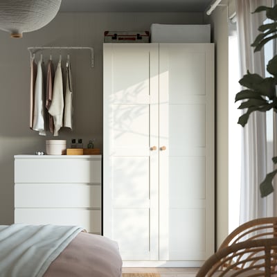 PAX / BERGSBO Almari pakaian, putih/putih, 100x60x201 cm