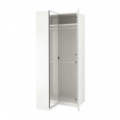 PAX / FARDAL/ÅHEIM Almari pakaian penjuru, berkilat putih/kaca cermin, 110/88x236 cm
