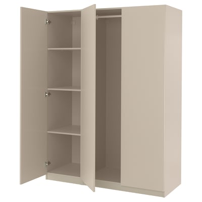 PAX / FORSAND Kombinasi almari pakaian, kelabu kuning air/kelabu kuning air, 150x60x201 cm
