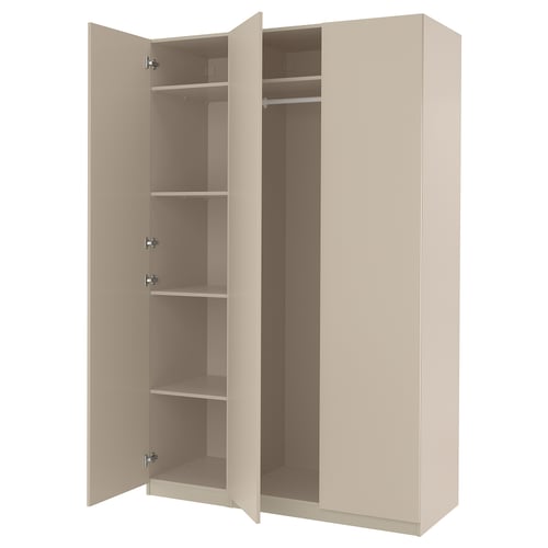 PAX / FORSAND Kombinasi almari pakaian, kelabu kuning air/kelabu kuning air, 150x60x236 cm
