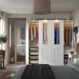 PAX / GRIMO Almari pakaian dgn pintu gelangsar, putih/kaca jernih putih, 200x66x201 cm