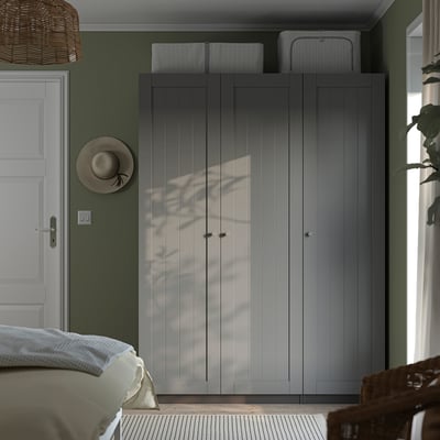 PAX / GULLABERG Kombinasi almari pakaian, kelabu gelap/kelabu, 150x60x201 cm