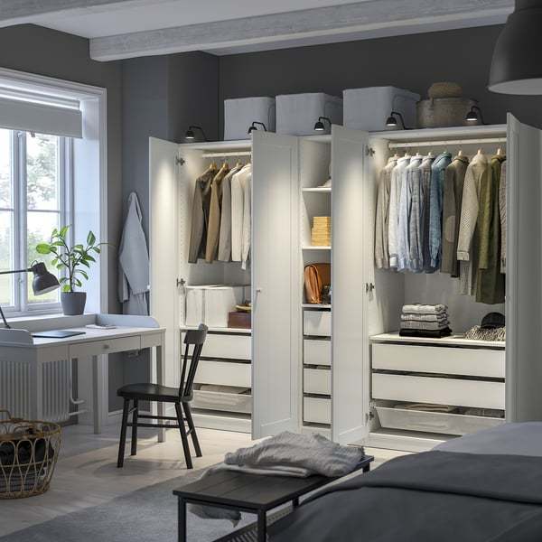 PAX / GULLABERG Kombinasi almari pakaian, putih/putih, 250x60x201 cm